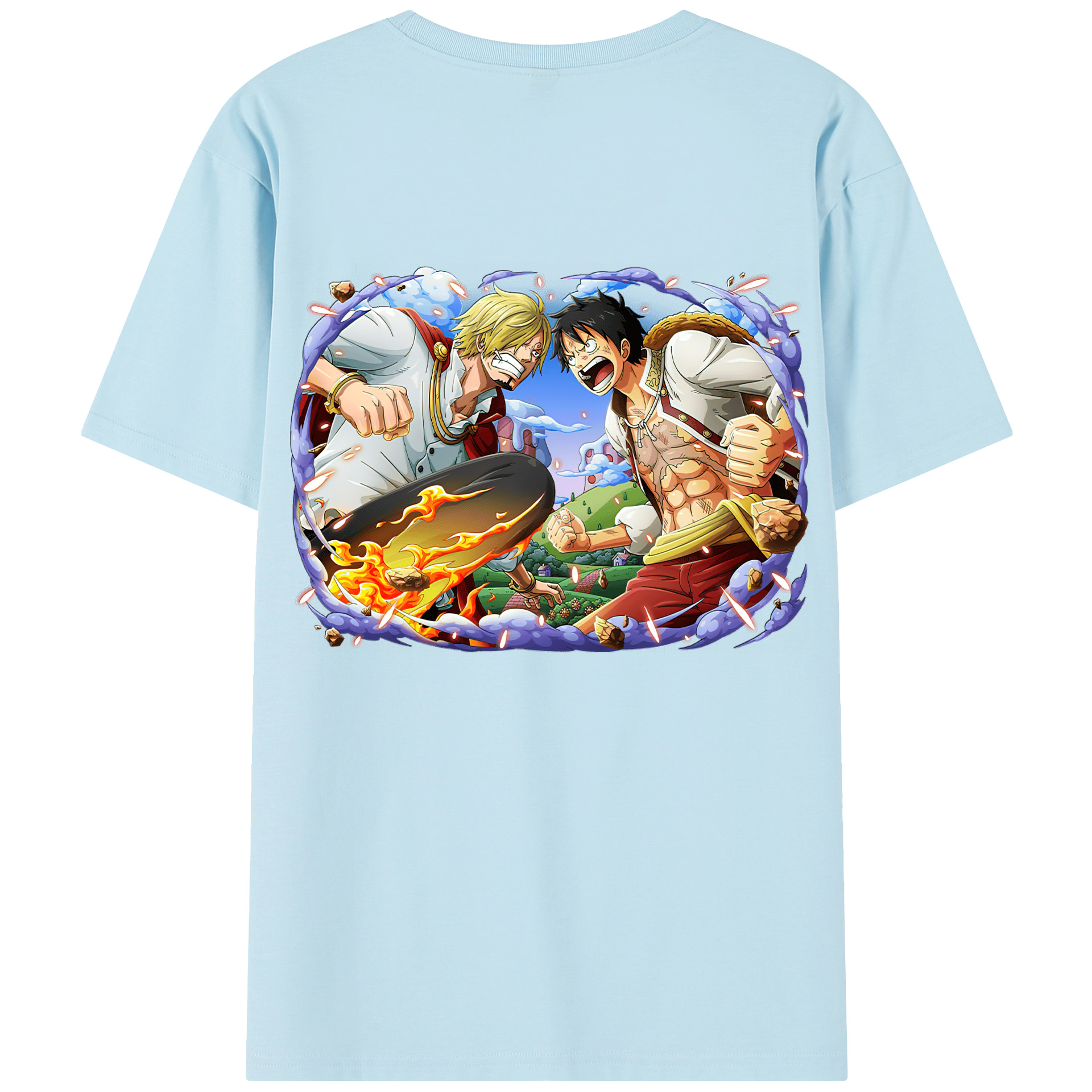 ワンピース モンキー・D・ルフィ ONE PIECE Monkey D. Luffy 綿100％半袖Tシャツ（背面プリント）